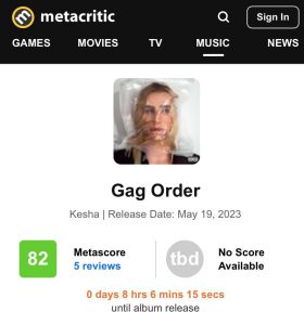 "Gag Order" para o site Metacritic. Imagem: Metacritic.