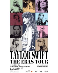 Cartaz de divulgação da "The Eras Tour" no Brasil. Imagem: Divulgação.