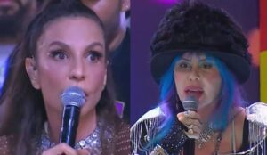 Ivete Sangalo e Baby do Brasil. Imagem: Band / Reprodução.