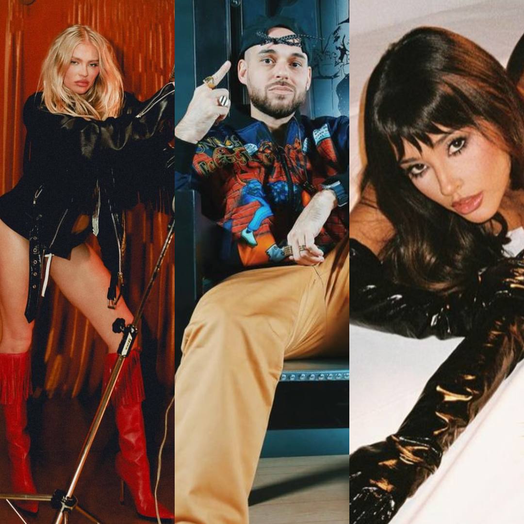 Luísa Sonza, Papatinho e Becky G em imagens promocionais. Imagens: Divulgação.