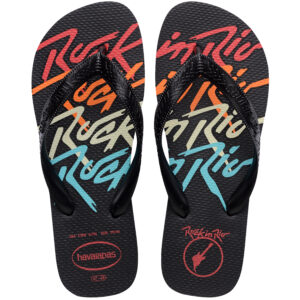 Havaianas Top Rock in Rio, do 35/36 ao 43/44, R$ 69,99 (lojas Havaianas). Imagem: Divulgação.