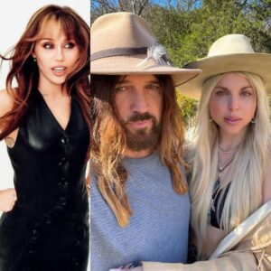 Miley Cyrus, Billy Ray e Firerose. Imagem: Internet.