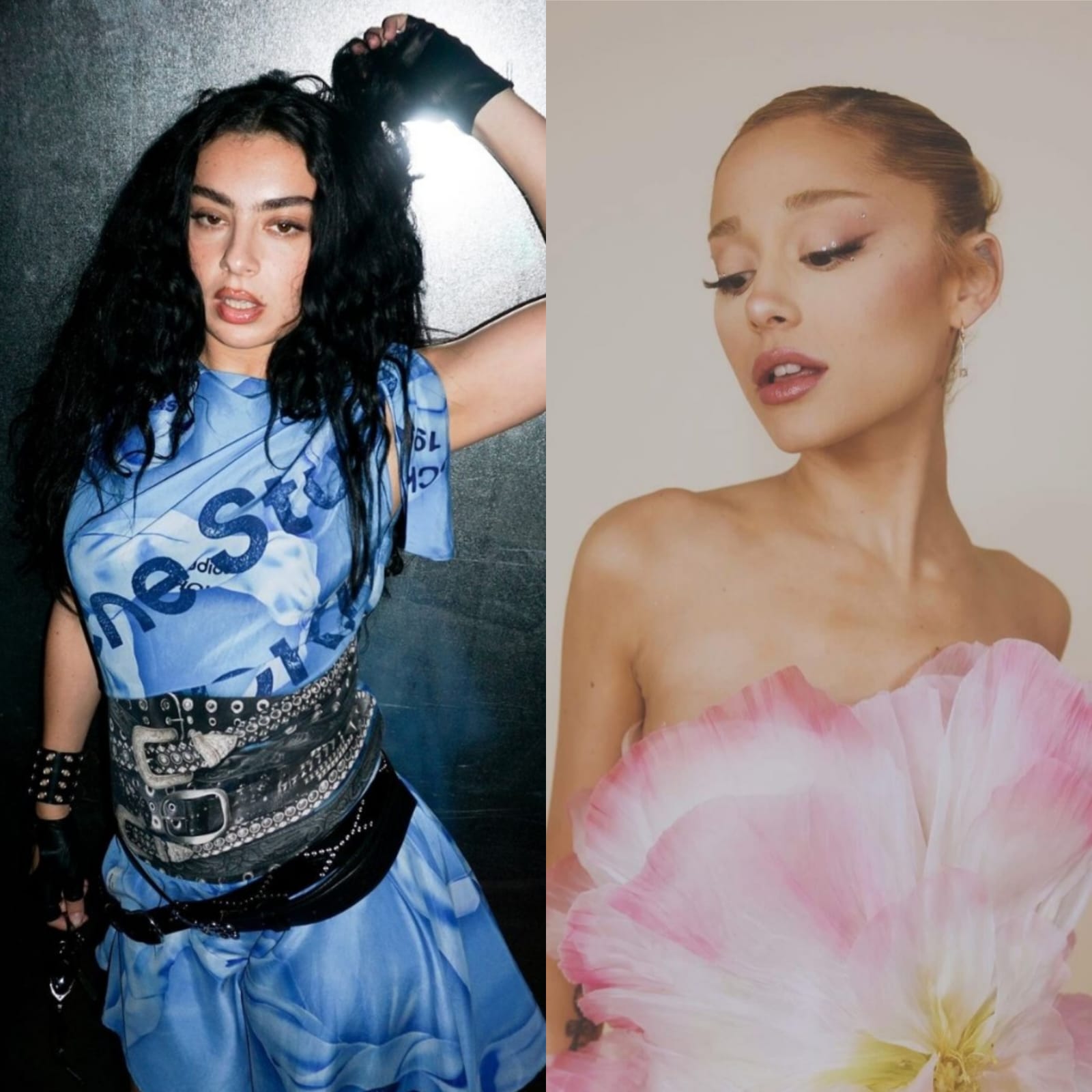 Charli XCX (esquerda) e Ariana Grande (direita). Imagem: Instagram