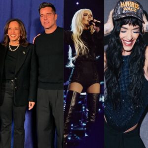 Kamala Harris, Ricky Martin, Christina Aguilera e Katy Perry. Imagens: Instagram.