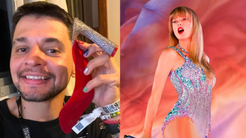 Da esquerda pra direita, Felipe ao lado Taylor Swift. Imagem reprodução Instagram.