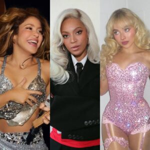 Shakira, Beyoncé e Sabrina Carpenter em imagens publicadas nas redes sociais. Imagens: Instagram.