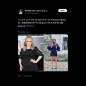 Tweet de Sofía Gascón sobre Adele.