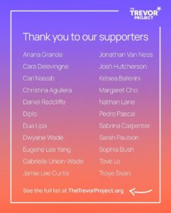 Carta assinada. Imagem: The Trevor Project.