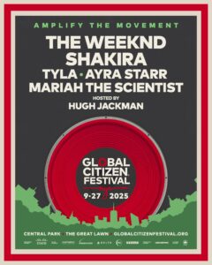 Line-Up do Festival Global Citizen 2025. Imagem: Divulgação.