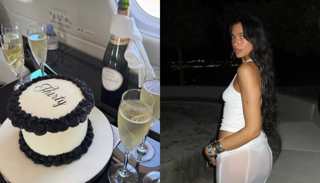 Dua Lipa e seu quinto bolo de aniversário.