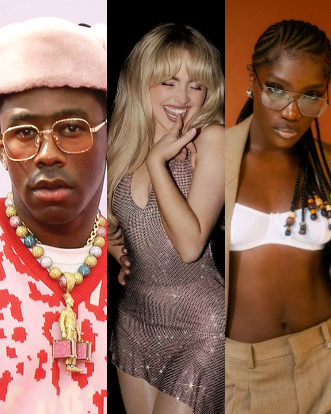 Sabrina Carpenter, Doechii e Tyler, The Creator em imagens promocionais. Imagens: Divulgação.