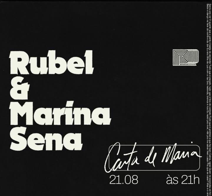 Poster de divulgação de "Carta de Maria" de Marina Sena e Rubel.