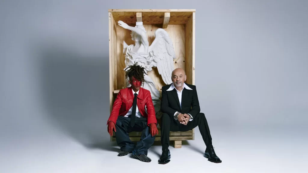 Jaden Smith e Christian Louboutin para o anúncio. Imagem: Divulgação