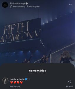 Camila Cabello curte publicação de Fifth Harmony. Imagem: Instagram