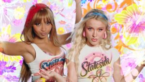 Zara Larsson e Pinkpantheress em uma das cenas do videoclipe. Imagem: X/Twitter.