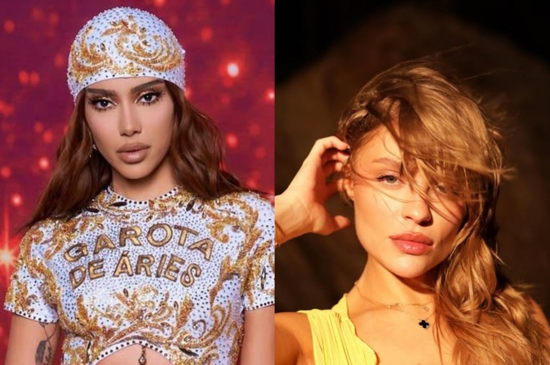 Anitta e Luísa Sonza em fotos publicadas em suas redes sociais. Imagens: Reprodução.