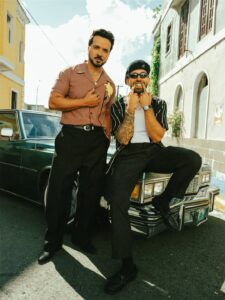 Luis Fonsi e Feid em foto promocional para o single "Cambiaré". Imagem: Divulgação.