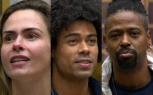 Ana Paula, Breno e Leandro são os emparedados da semana. Imagem: Reprodução/Globo.