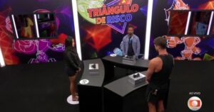 Triângulo de Risco coloca Jordana no Paredão. Imagem: Reproduções/Globo. 