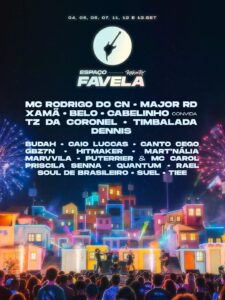 Line-up do Palco Espaço Favela. Imagem: Divulgação.