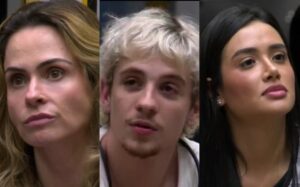 Ana Paula, Juliano e Jordana disputam permanência no BBB 26. Imagem: Reprodução/Globo.