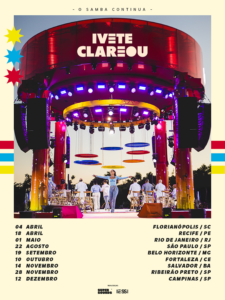 Pôster com as datas dos shows de 2026 da turnê Ivete Clareou. Imagem: Reprodução.