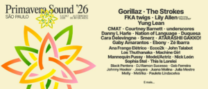 Line-up do Primavera Sound São Paulo de 2026. Imagem: Reprodução