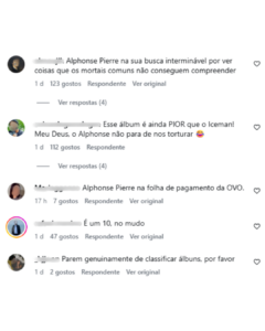 Comentários na publicação da Pitchfork sobre a classificação de "MAID OF HONOUR"