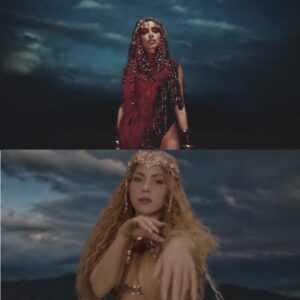 Anitta e Shakira no videoclipe de "Choka Choka". Imagem: Reprodução/YouTube.