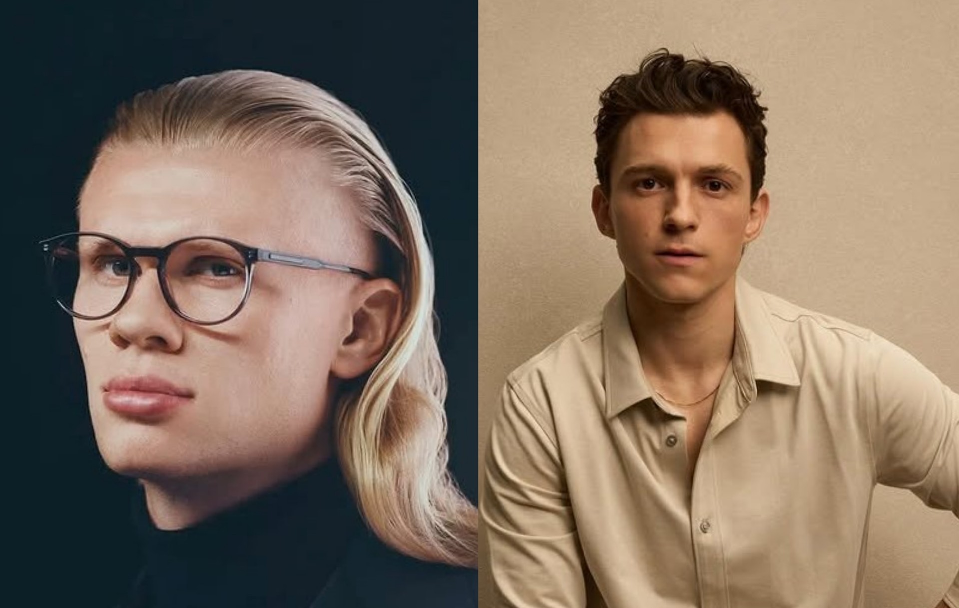 Erling Haaland e Tom Holland em fotos publicadas em seus perfis no Instagram. Foto: Reprodução/Instagram.