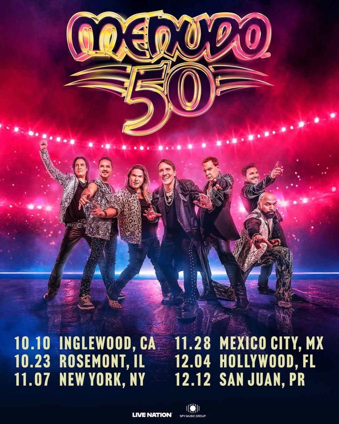 Pôster oficial da turnê "Menudo 50". Foto: Divulgação.