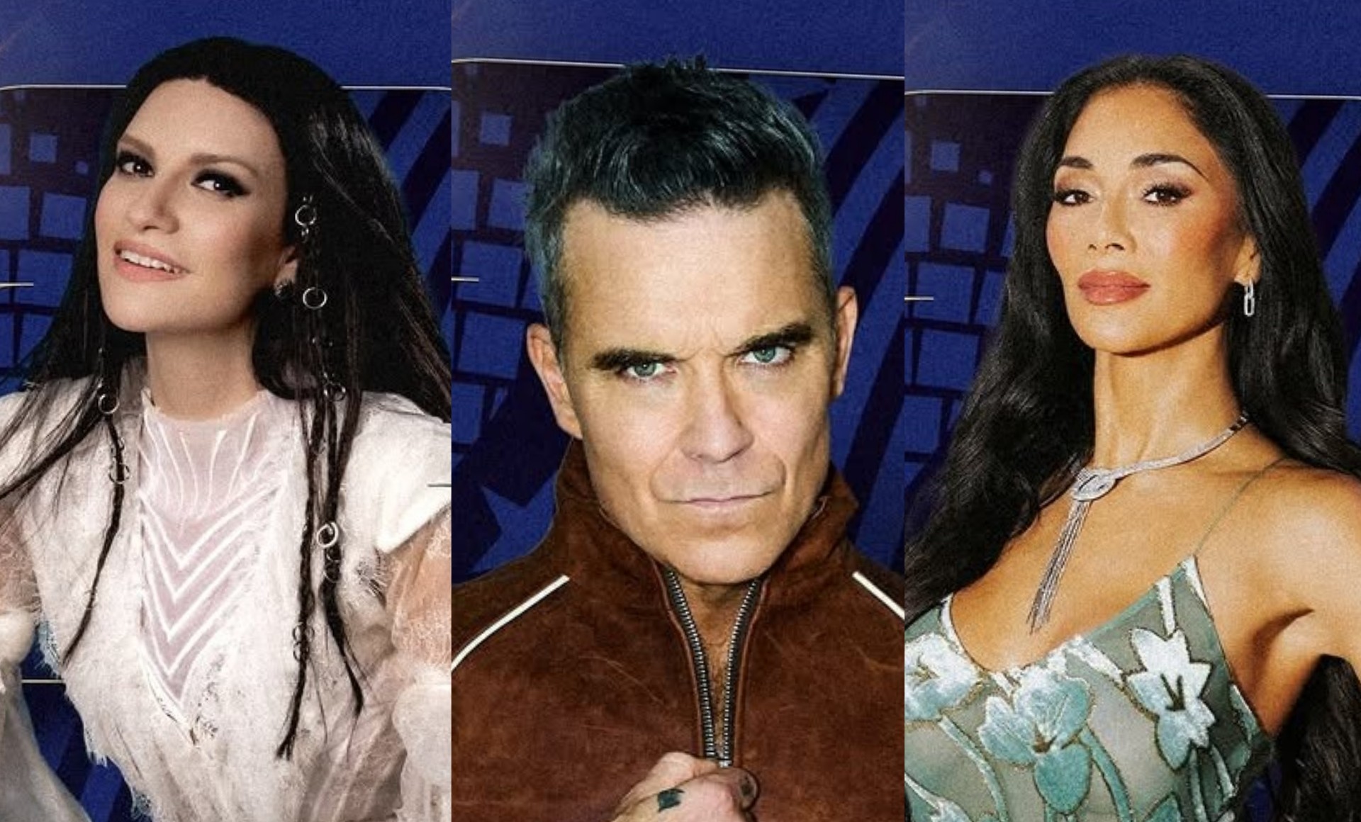 Laura Pausini, Robbie Williams e Nicole Scherzinger se apresentarão na cerimônia de abertura da final da Copa do Mundo. Foto: Divulgação.