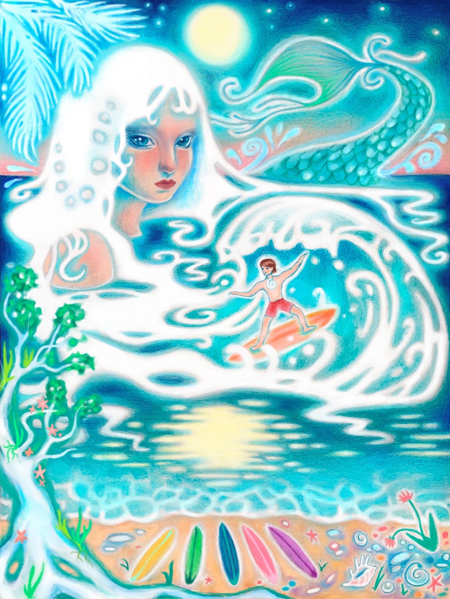 Capa do novo single de Red Velvet, "Surfin' Boy". Imagem: Divulgação