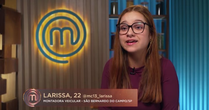 Larissa foi a quinta eliminada da 13ª temporada do MasterChef Brasil. Foto: Reprodução/Band.