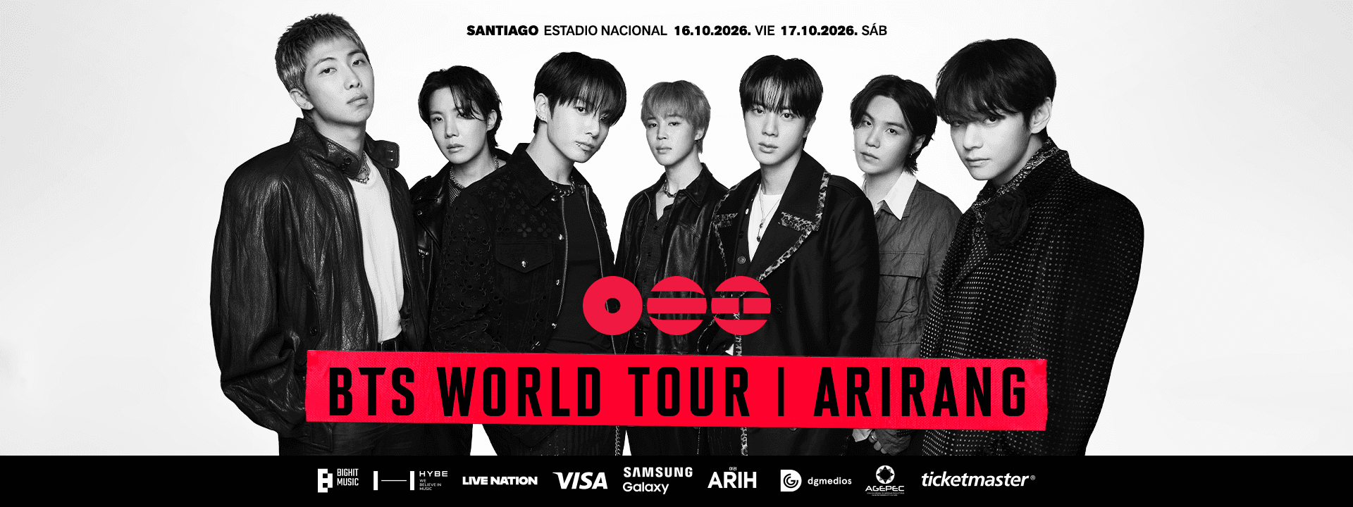 Flyer oficial de shows do BTS no Chile. Imagem: Ticketmaster