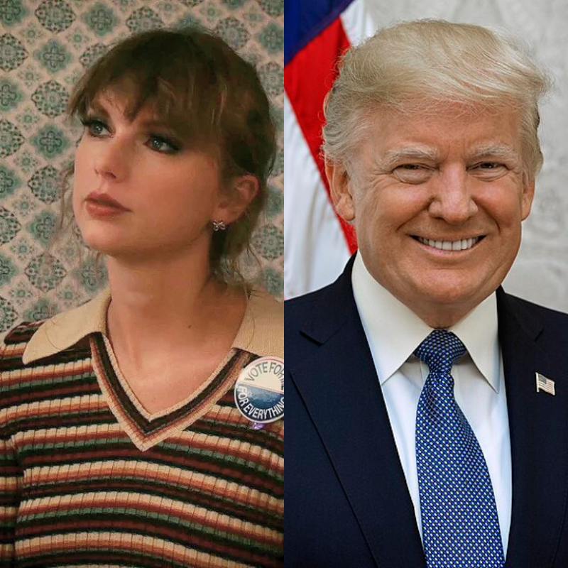 Taylor Swift e Donald Trump. Imagem: Reprodução