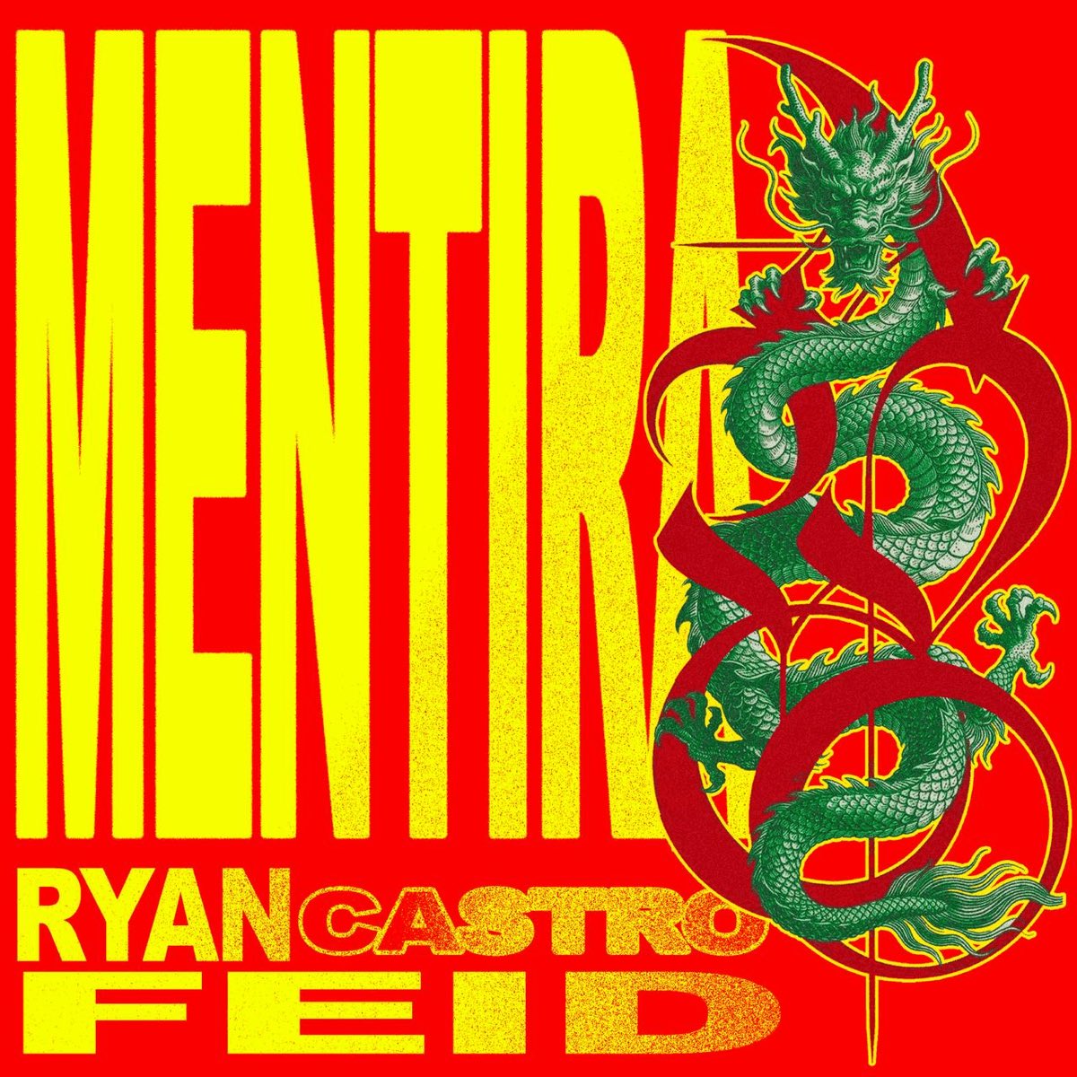 Capa oficial de "Mentira", novo single de Ryan Castro e Feid. Foto: Divulgação.