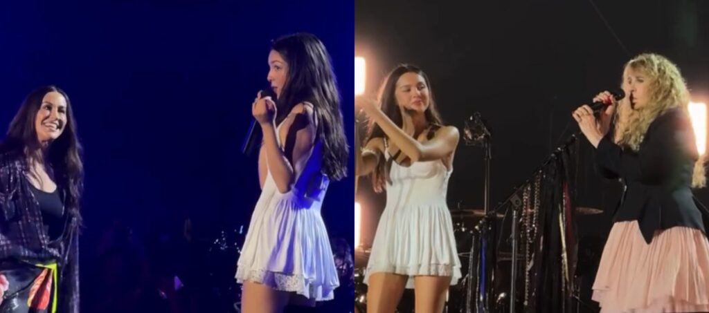 Olivia Rodrigo com Alanis Morissette e Stevie Nicks em show. Foto: Reprodução/Internet