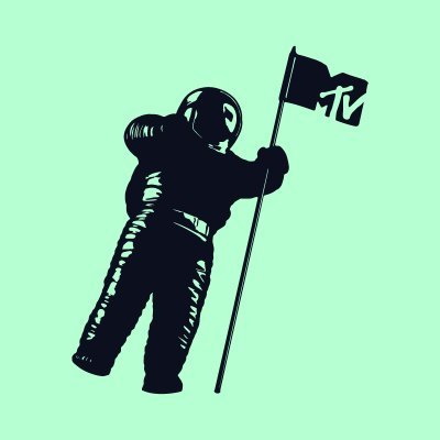 Moon Person, estatueta do astronauta fincada na bandeira da MTV. Foto: Divulgação