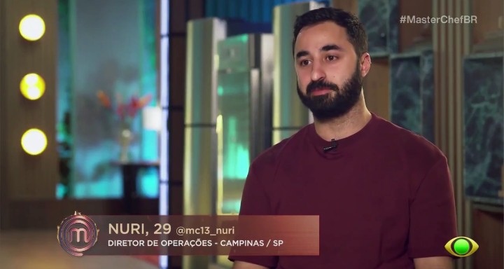 Nuri foi o 11º eliminado da 13ª temporada do MasterChef Brasil. Foto: Reprodução/Band.