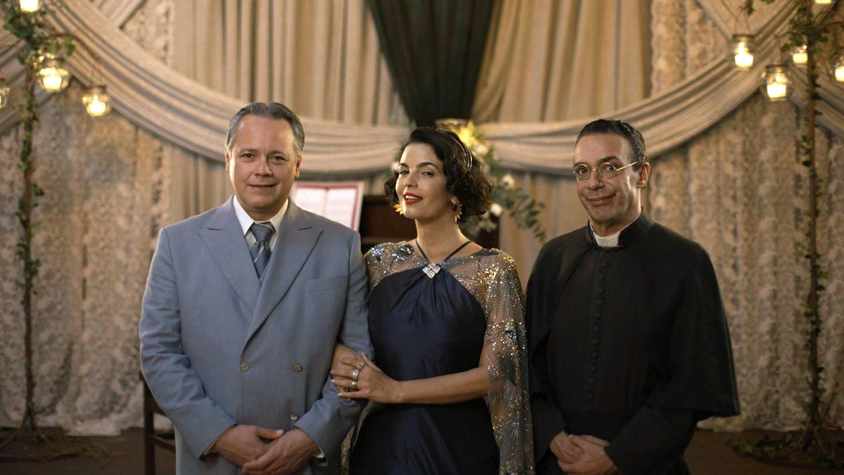 Diógenes, Marta e Padre Viriato, de "A Nobreza do Amor". Foto: Reprodução/Globo.