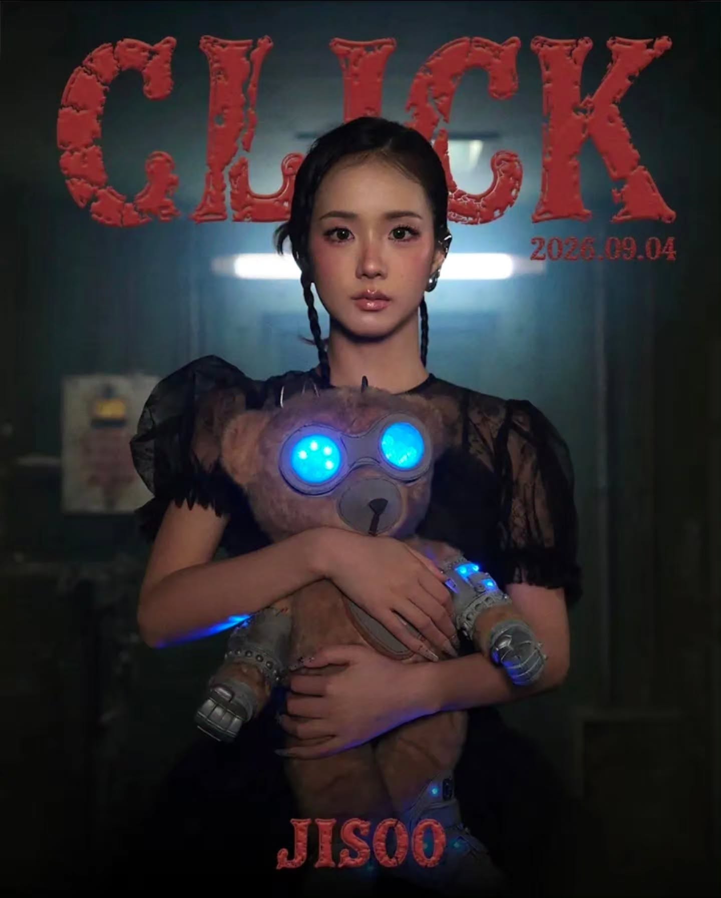 Imagem promocional de Jisoo para o videoclipe de "Click". Imagem: Reprodução