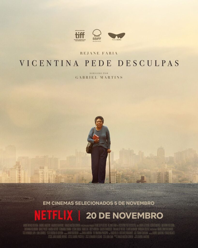 Pôster do longa-metragem "Vicentina pede desculpas". Imagem: Divulgação.