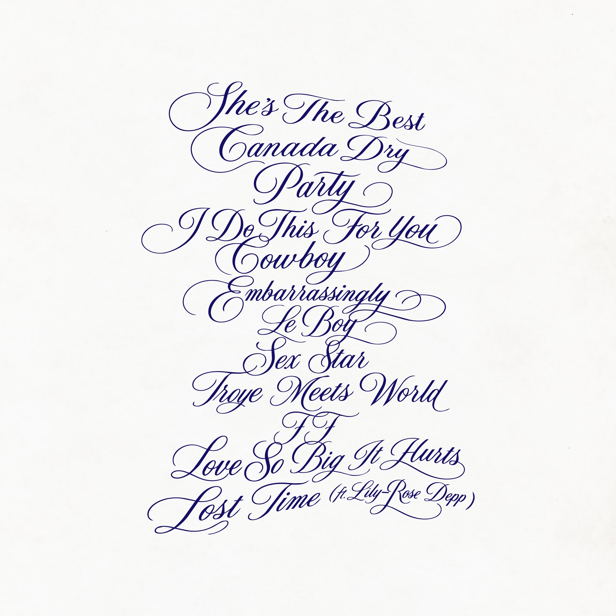 Tracklist de "She's The Best", novo álbum de Troye Sivan. Imagem: Divulgação