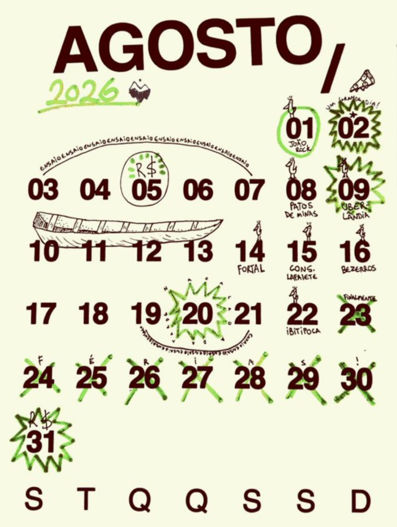 Calendário divulgado pelo Portal Lagum em rede social. Imagem: Portal Lagum/ Divulgação