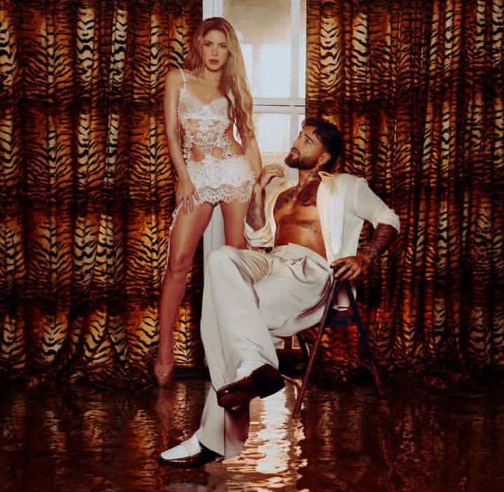 Capa oficial do single “Agua”, de Maluma e Shakira. Foto: Divulgação