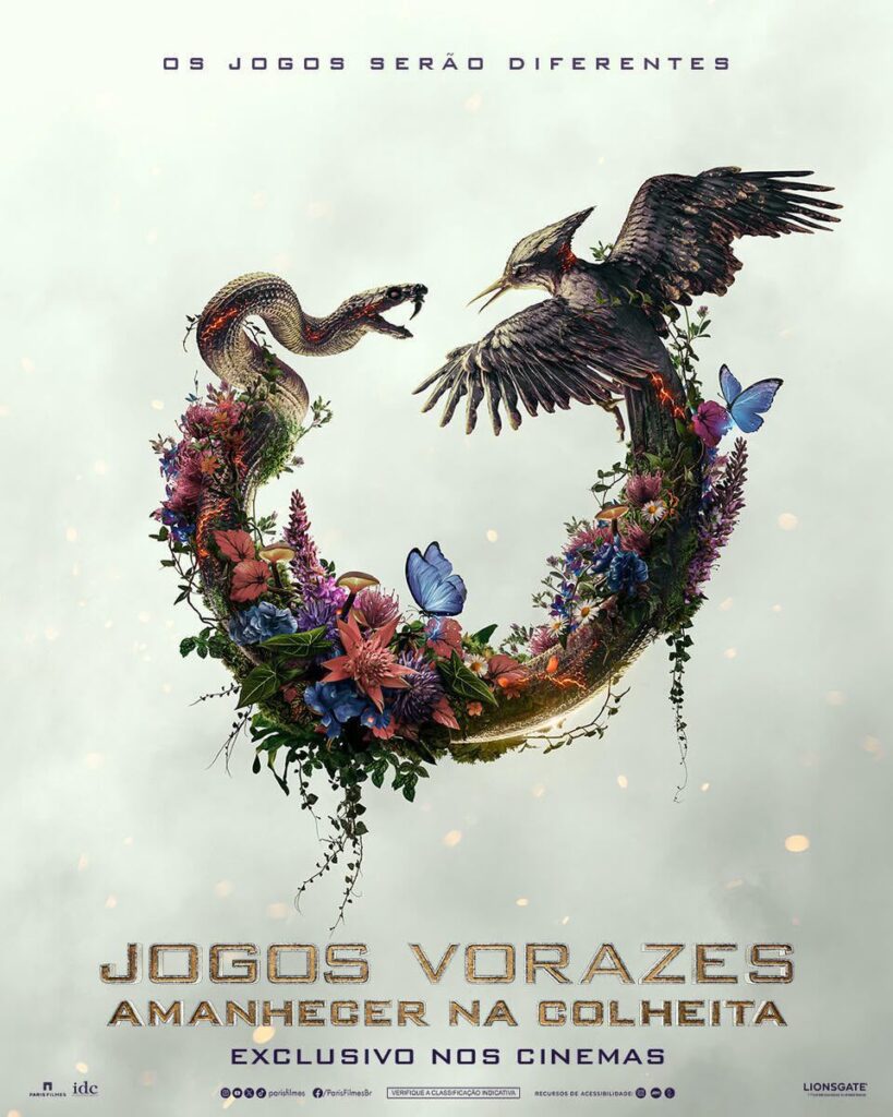 Poster do novo filme da franquia, Jogos Vorazes: Amanhecer na Colheita. Imagem: Divulgação/Paris Filmes.