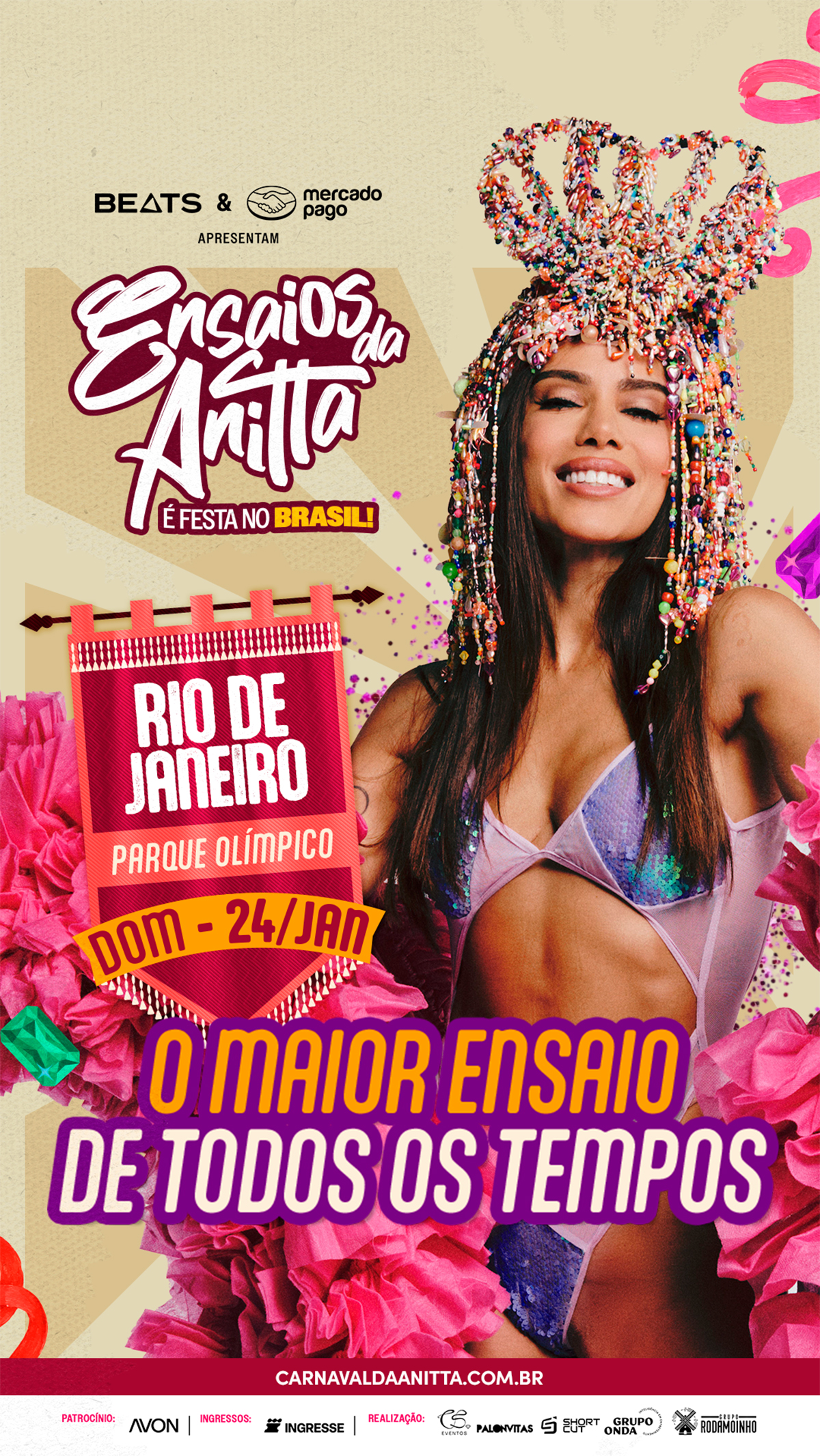 Flyer do evento "Ensaios da Anitta". Imagem: Divulgação