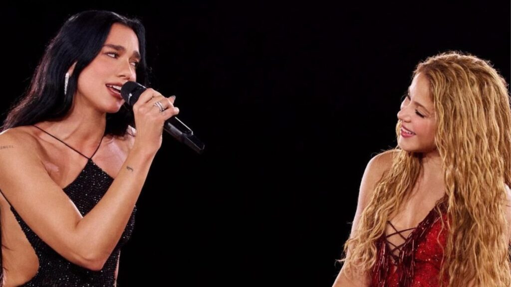 Dua Lipa e SHakira em show. Foto: Divulgação
