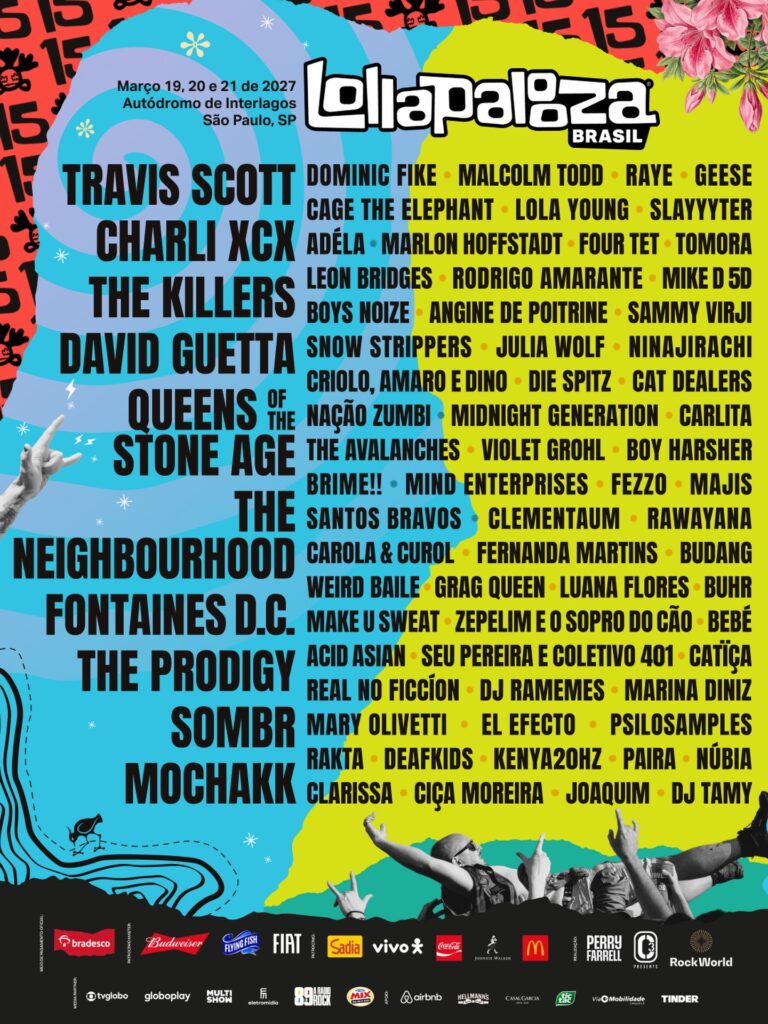 Line-up do Lollapalooza Brasil 2027. Foto: Divulgação.